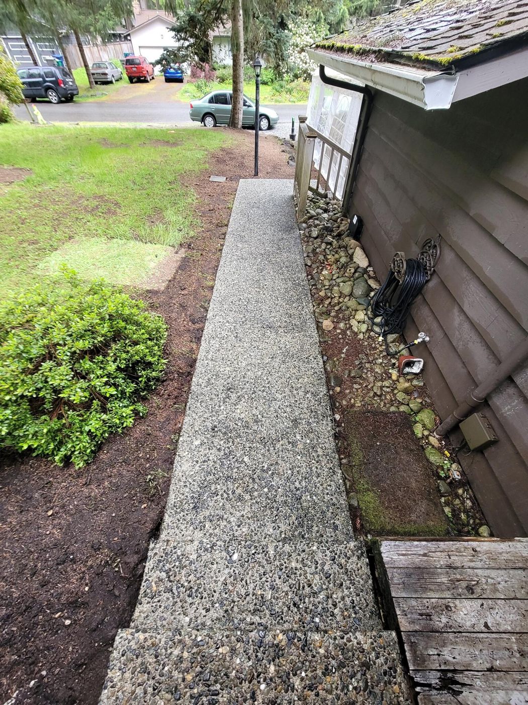 Clean aggregate walkway, after